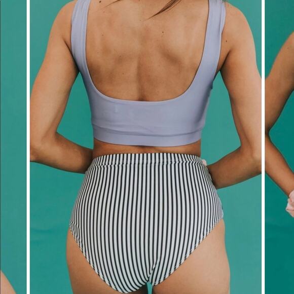 Striped Blue Tankini Bikini Set NWOT - Picture 6 of 14